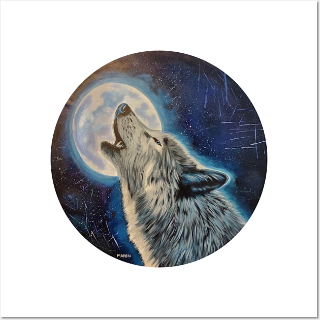 Wolf and the moon Wall Art by Marcia Shiono 